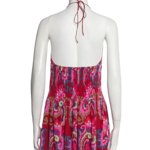 NWOT TIBI Isabella 100% Silk Paisley Pink Multi Pleated Maxi Dress S $675 - Picture 3 of 6